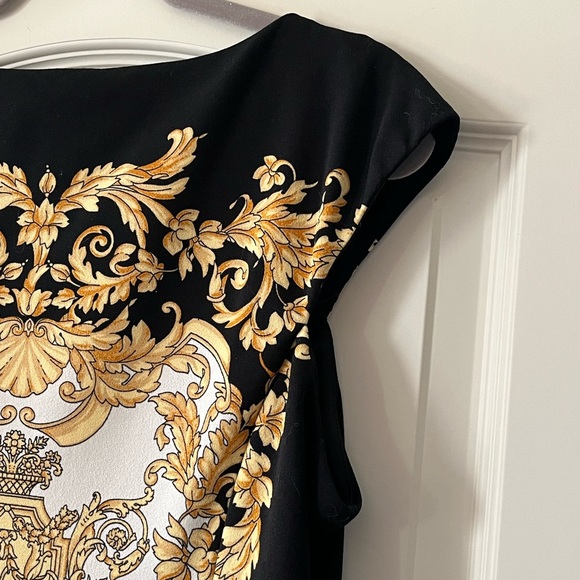 London Times Black & Gold Polyester Dress Women’s Size 14 - Picture 11 of 15